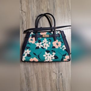 Kate Spade Lucia Lily Blooms Medium Satchel Green Multi